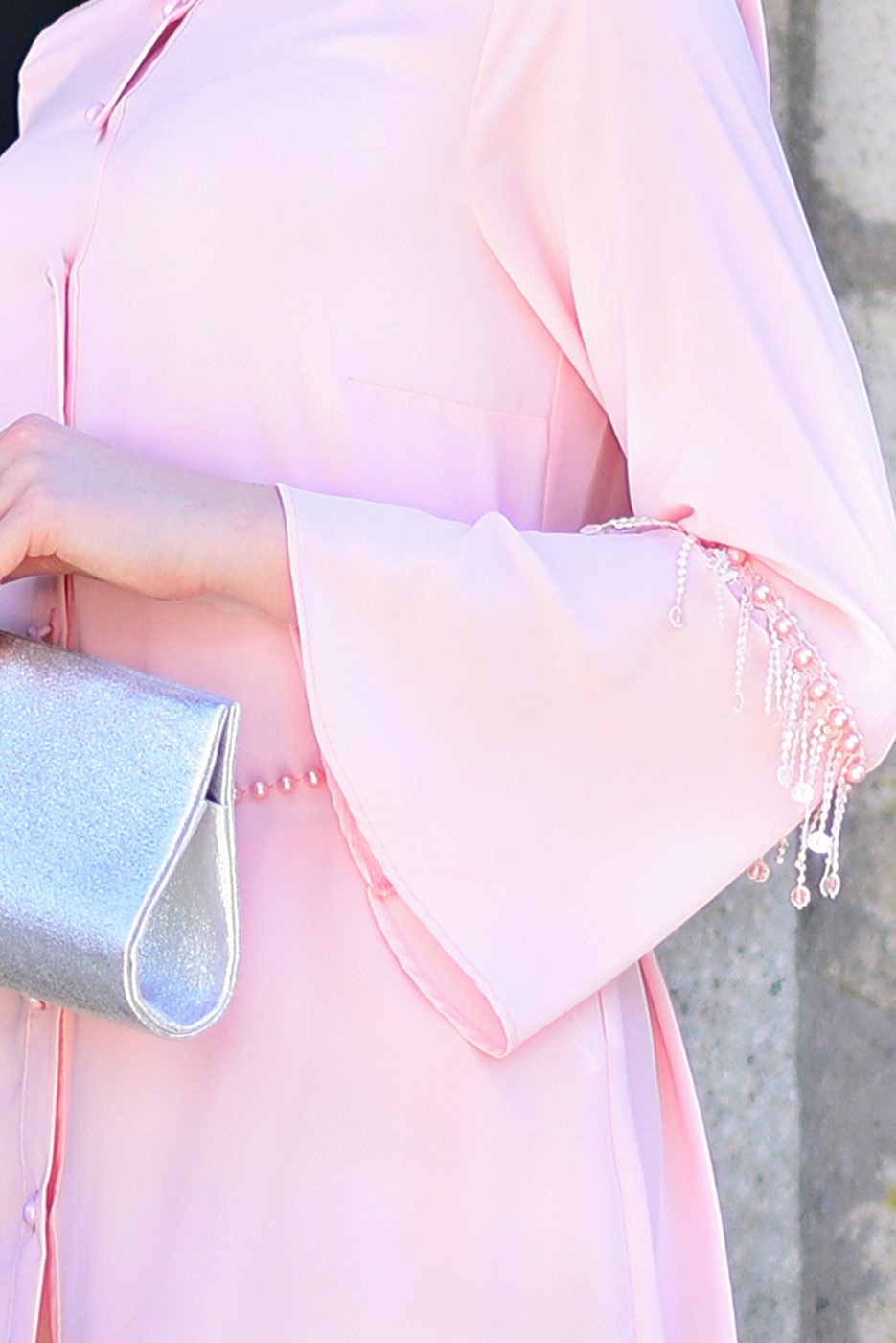 Tesettür giyim PUDRA İNCİ DETAYLI BLUZ 665080