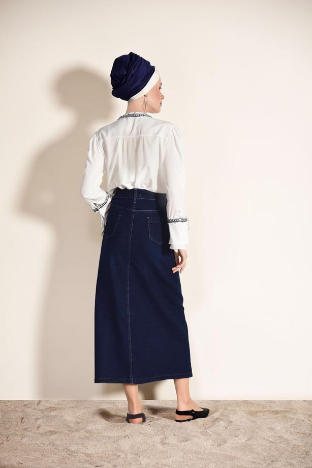 Vêtements hijab  EMBROIDERY DETAIL BLOUSE 10082  - TRENDTESETTÜR