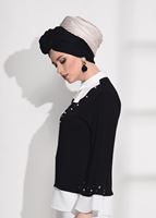 Tesettür giyim SİYAH İNCİ DETAYLI BLUZ 54508 