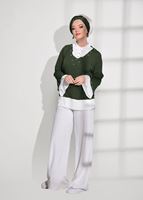 Vêtements hijab KAKI BLOUSE DÉTAIL PERLE 54508