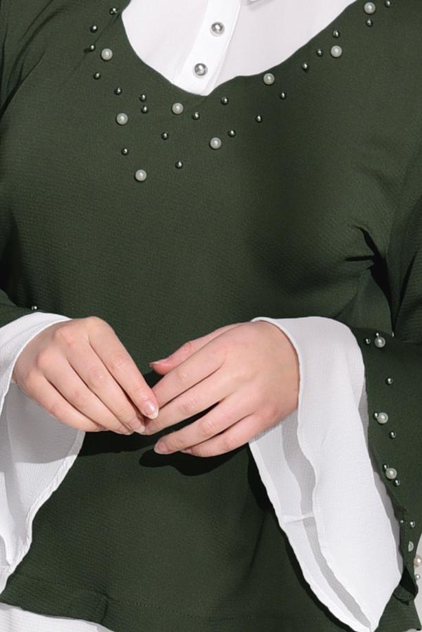 Vêtements hijab  PEARL DETAIL BLOUSE 54508  - TRENDTESETTÜR