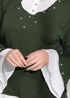 Vêtements hijab KAKI BLOUSE DÉTAIL PERLE 54508