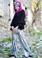 Vêtements hijab NOIR CHEMISIER ESPAGNOL À MANCHES DÉTAILLÉES 66131