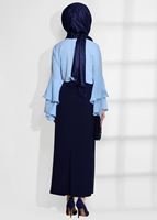 Tesettür giyim MAVİ İSPANYOL KOL DETAYLI BLUZ 66131