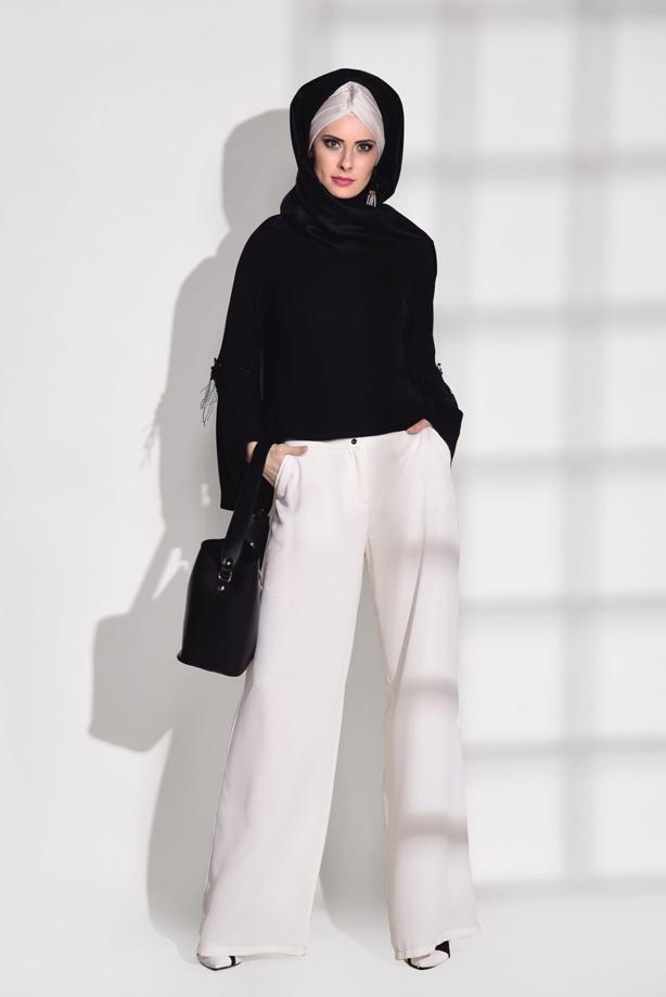 Vêtements hijab  GUIPURE DETAIL BLOUSE 67508  - TRENDTESETTÜR