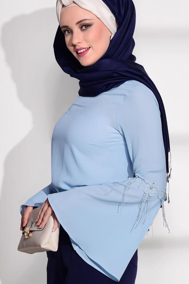 Hijab clothing  GUIPURE DETAIL BLOUSE 67508  - TRENDTESETTÜR