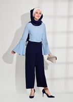 Hijab clothing BLUE GUIPURE DETAIL BLOUSE 67508 