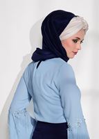 Hijab clothing BLUE GUIPURE DETAIL BLOUSE 67508 