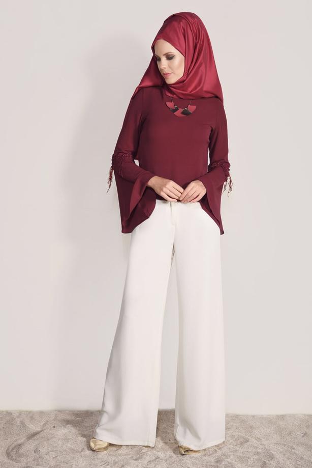 Vêtements hijab  GUIPURE DETAIL BLOUSE 67508  - TRENDTESETTÜR