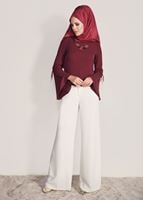 Vêtements hijab ROUGE BORDEAUX CHEMISIER DÉTAIL GUIPURE 67508