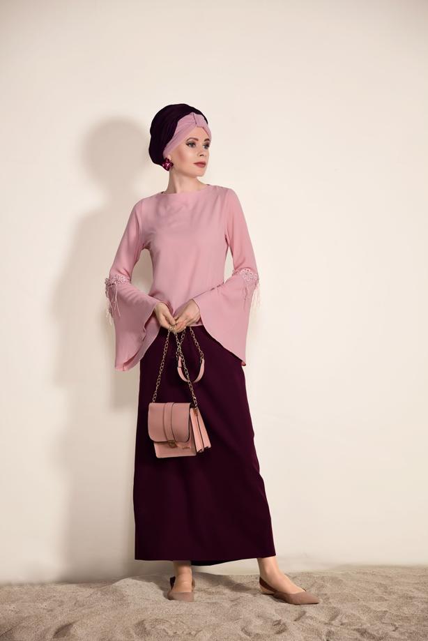 Vêtements hijab  GUIPURE DETAIL BLOUSE 67508  - TRENDTESETTÜR