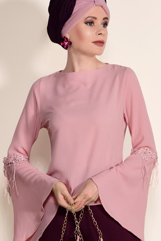 Vêtements hijab  GUIPURE DETAIL BLOUSE 67508  - TRENDTESETTÜR