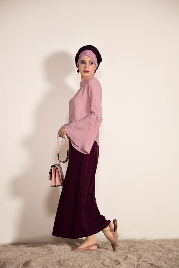 Vêtements hijab  GUIPURE DETAIL BLOUSE 67508  - TRENDTESETTÜR