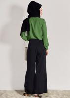 Tesettür giyim YEŞİL KENDİNDEN FLARLI BONCUK İŞLEMELİ BLUZ 74261  