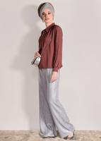 Tesettür giyim PEMBE KENDİNDEN FLARLI BONCUK İŞLEMELİ BLUZ 74261  