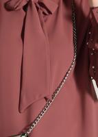 Tesettür giyim PEMBE KENDİNDEN FLARLI BONCUK İŞLEMELİ BLUZ 74261  