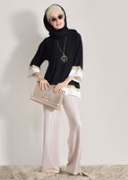 Tesettür giyim SİYAH SİM ŞERİT DETAYLI BLUZ 81233 