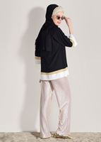 Tesettür giyim SİYAH SİM ŞERİT DETAYLI BLUZ 81233 