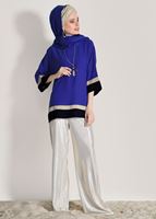 Tesettür giyim LACİVERT SİM ŞERİT DETAYLI BLUZ 81233 