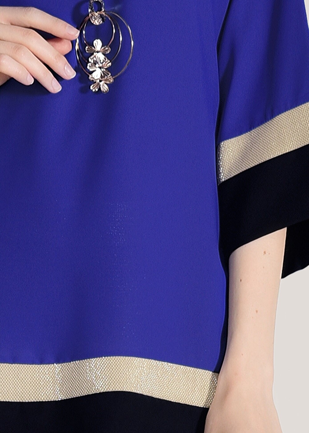 Tesettür giyim LACİVERT SİM ŞERİT DETAYLI BLUZ 81233 