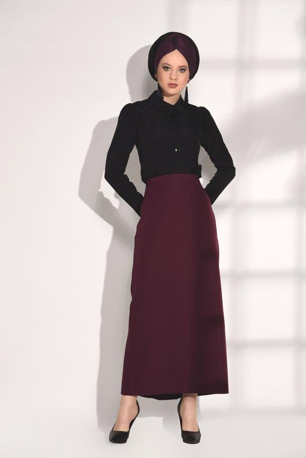 Tesettür giyim  GÜPÜR DETAYLI BEBE YAKA BLUZ 0207 - TRENDTESETTÜR