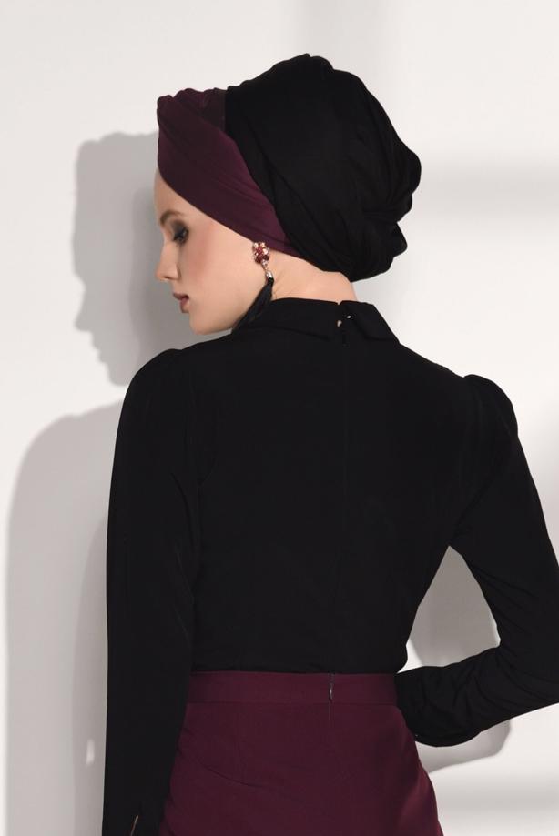 Tesettür giyim  GÜPÜR DETAYLI BEBE YAKA BLUZ 0207 - TRENDTESETTÜR