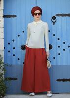 Tesettür giyim KREM GÜPÜR DETAYLI BEBE YAKA BLUZ 0207