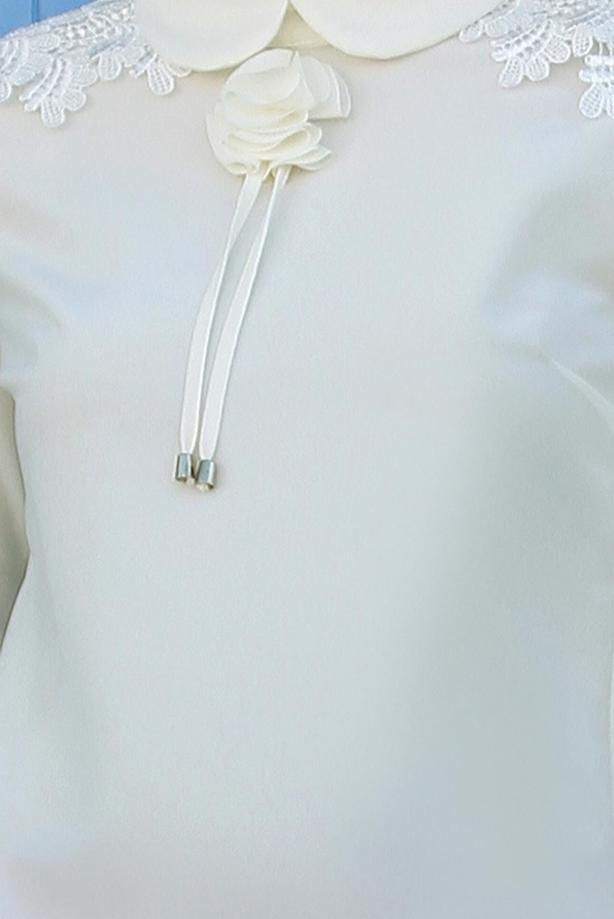 Tesettür giyim  GÜPÜR DETAYLI BEBE YAKA BLUZ 0207 - TRENDTESETTÜR