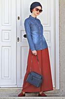 Tesettür giyim MAVİ CEP DETAYLI DENİM BLUZ 281