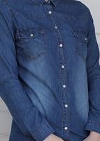 Tesettür giyim LACİVERT CEP DETAYLI DENİM BLUZ 281