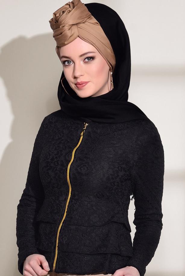 Vêtements hijab  GUIPURED ZIPPER DETAIL BLOUSE 612  - TRENDTESETTÜR