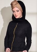 Vêtements hijab NOIR BLOUSE DÉTAILLÉE FERMETURE ÉCLAIR 612
