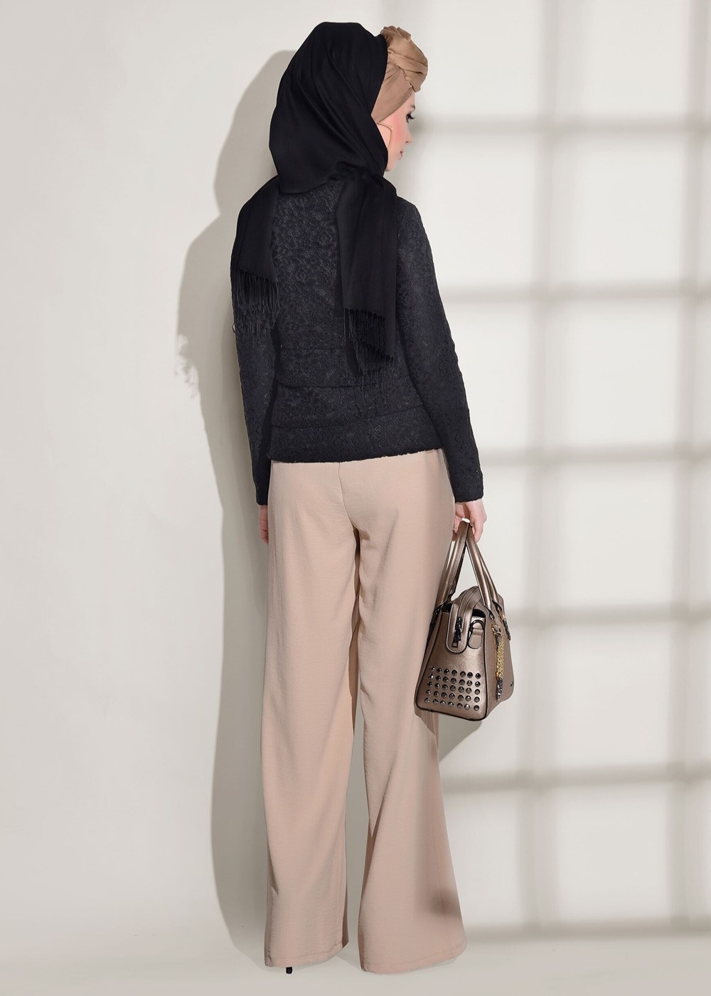 Vêtements hijab NOIR BLOUSE DÉTAILLÉE FERMETURE ÉCLAIR 612