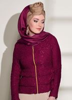 Hijab clothing CLARET RED GUIPURED ZIPPER DETAIL BLOUSE 612 
