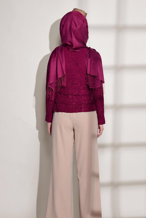 Vêtements hijab  GUIPURED ZIPPER DETAIL BLOUSE 612  - TRENDTESETTÜR