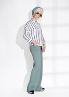 Hijab clothing ECRU T 0805 Bsm-Çizgi Desenli Bluz