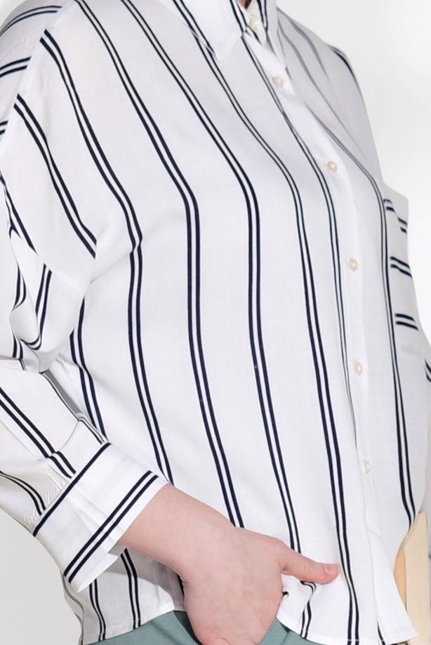 Vêtements hijab  T 0805 Bsm-Çizgi Desenli Bluz - TRENDTESETTÜR