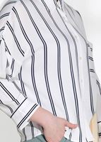 Hijab clothing ECRU T 0805 Bsm-Çizgi Desenli Bluz