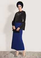 Tesettür giyim SİYAH T 1198 Mısra- Pilise Detaylı Bluz