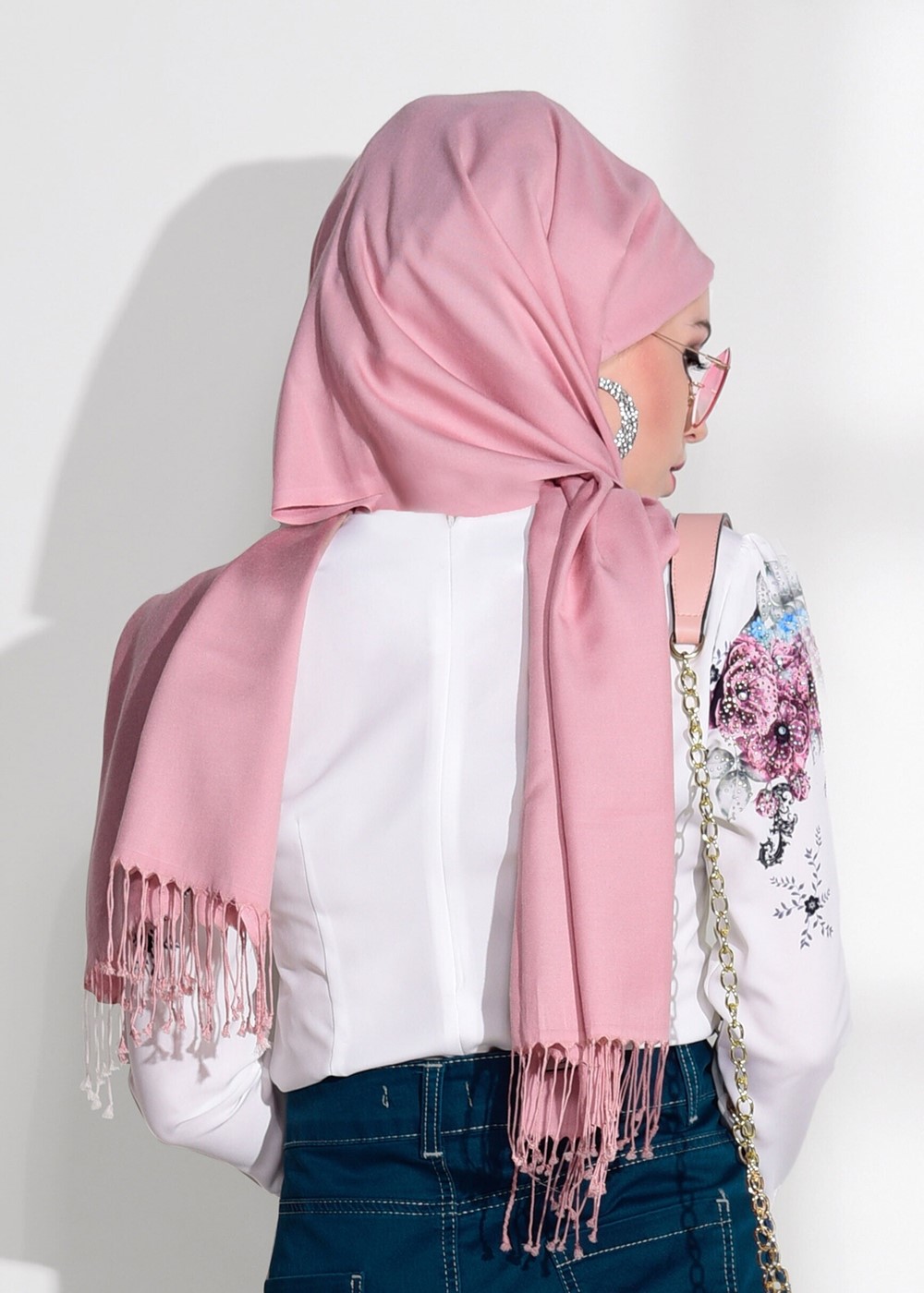 Tesettür giyim KREM ÇİÇEK DESENLİ BLUZ 1506 