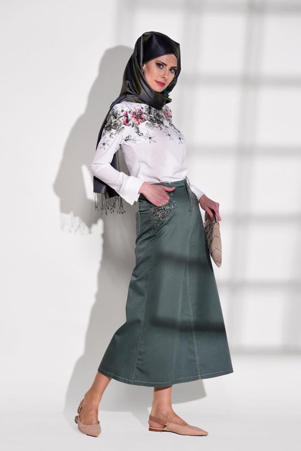 Tesettür giyim  ÇİÇEK DESENLİ BLUZ 1506  - TRENDTESETTÜR