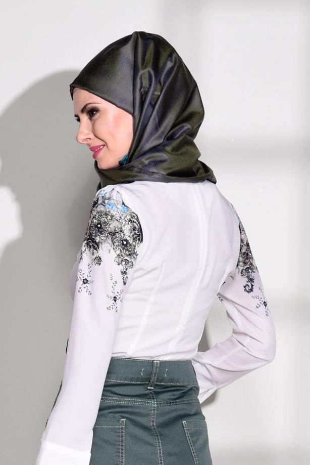 Tesettür giyim  ÇİÇEK DESENLİ BLUZ 1506  - TRENDTESETTÜR