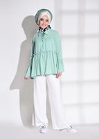 Tesettür giyim YEŞİL FIRFIR DETAYLI BLUZ 2158