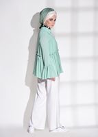 Tesettür giyim YEŞİL FIRFIR DETAYLI BLUZ 2158