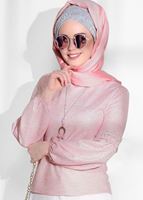 Tesettür giyim PUDRA GÜPÜR DETAYLI SİMLİ BLUZ 3208 