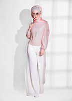 Tesettür giyim PUDRA GÜPÜR DETAYLI SİMLİ BLUZ 3208 
