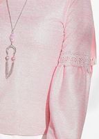 Tesettür giyim PUDRA GÜPÜR DETAYLI SİMLİ BLUZ 3208 