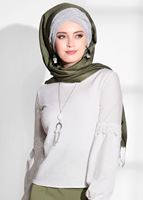 Tesettür giyim BEJ GÜPÜR DETAYLI SİMLİ BLUZ 3208 