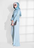 Tesettür giyim YEŞİL GÜPÜR DETAYLI SİMLİ BLUZ 3208 