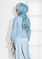Tesettür giyim YEŞİL GÜPÜR DETAYLI SİMLİ BLUZ 3208 